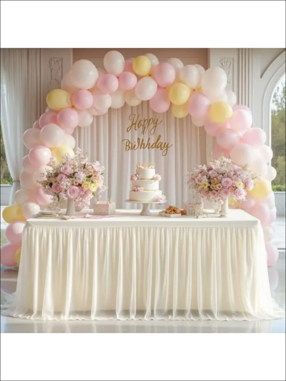 Tulle Tablecloth Tutu Table Skirt for 6 Foot Rectangle Tables Ruffle